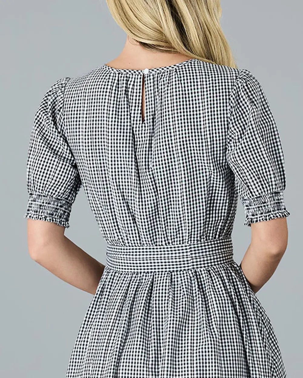 Black And White Gingham Midi Dress