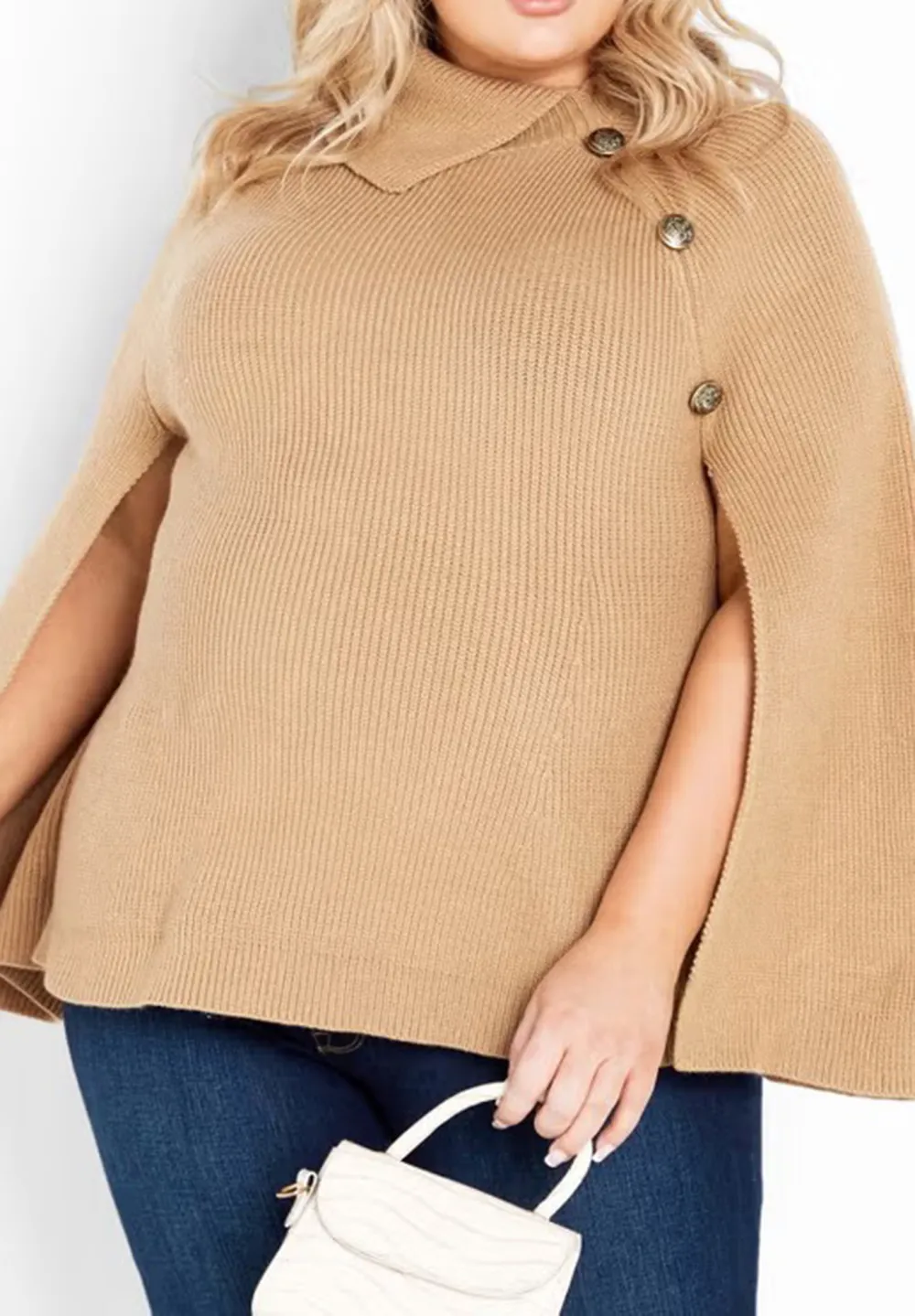 Asymmetric Button Sweater With Lapel