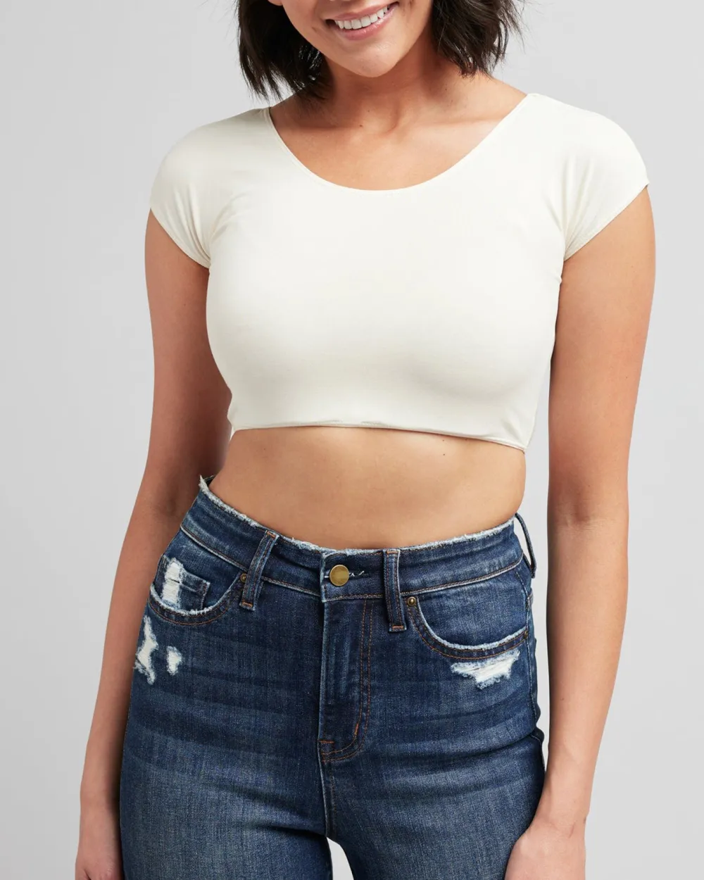 Trendy Cropped Crew Neck Tee