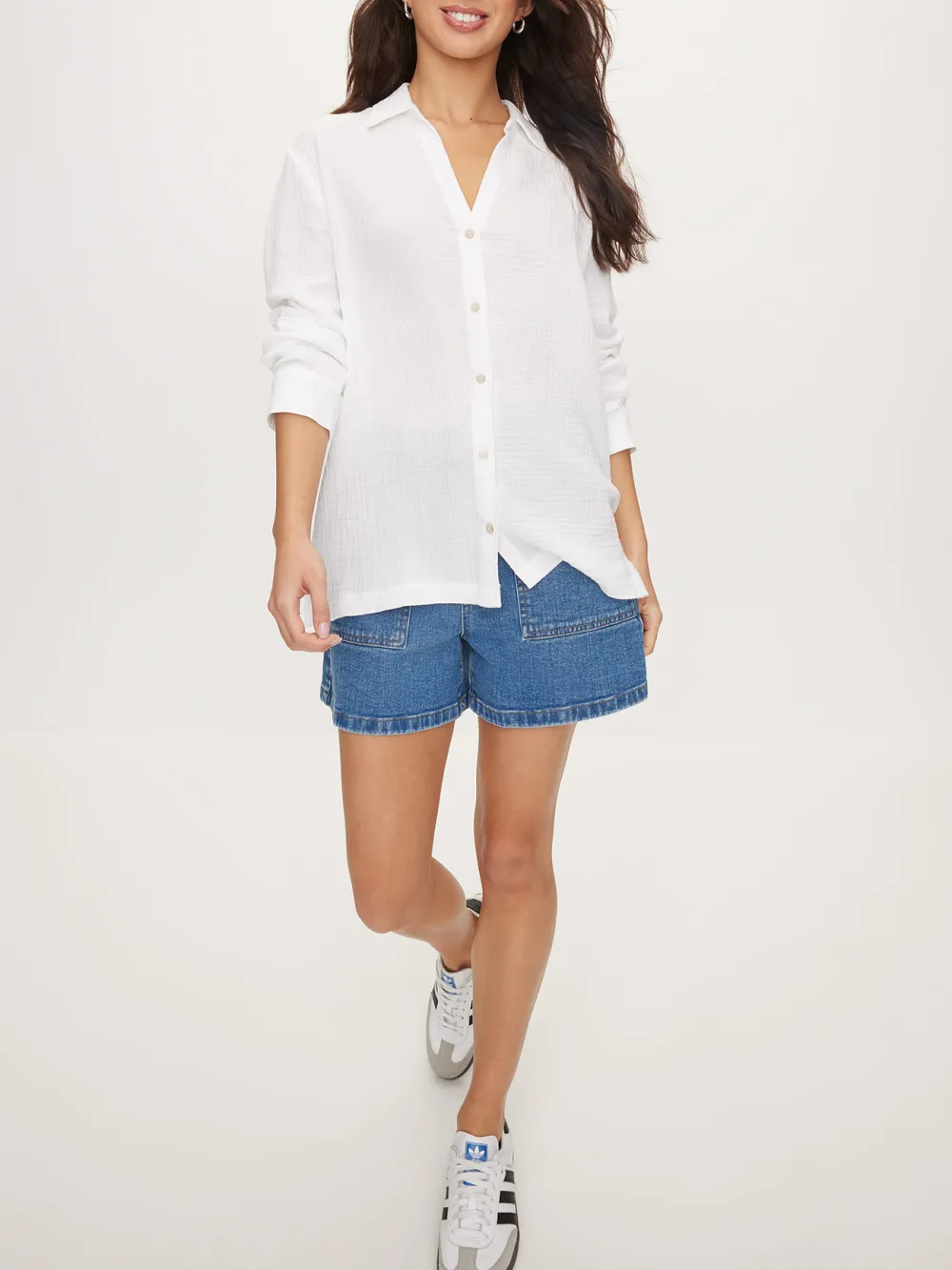 Solid Color Cotton Waffle Shirt