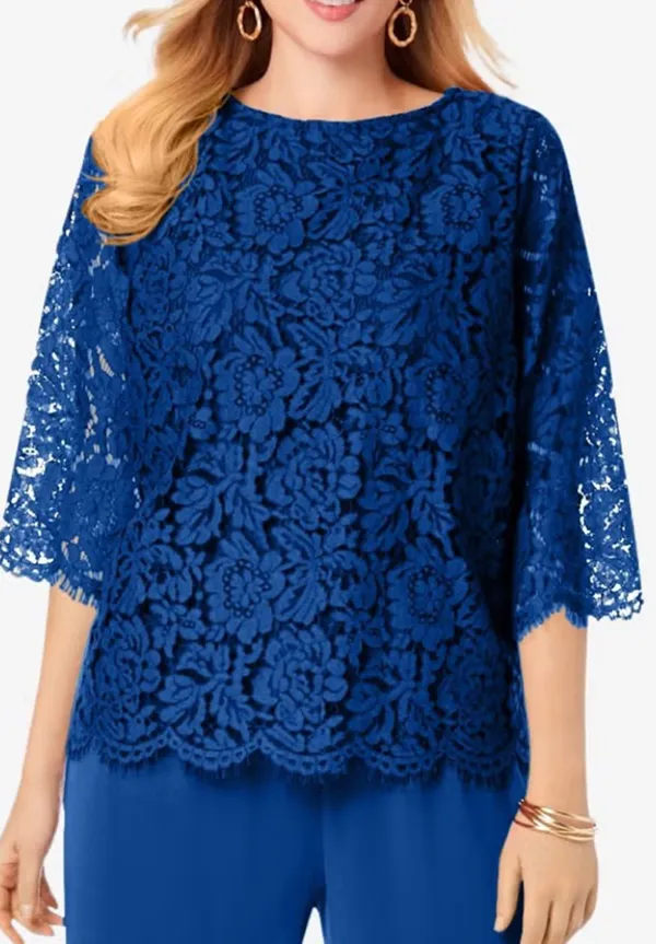 Crew Neck Lace Jumpsuit