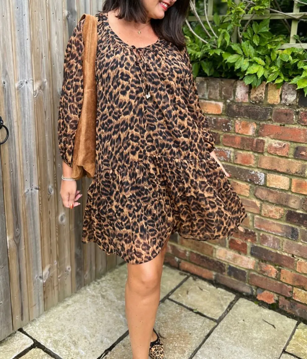 Leopard Print Tiered Dress