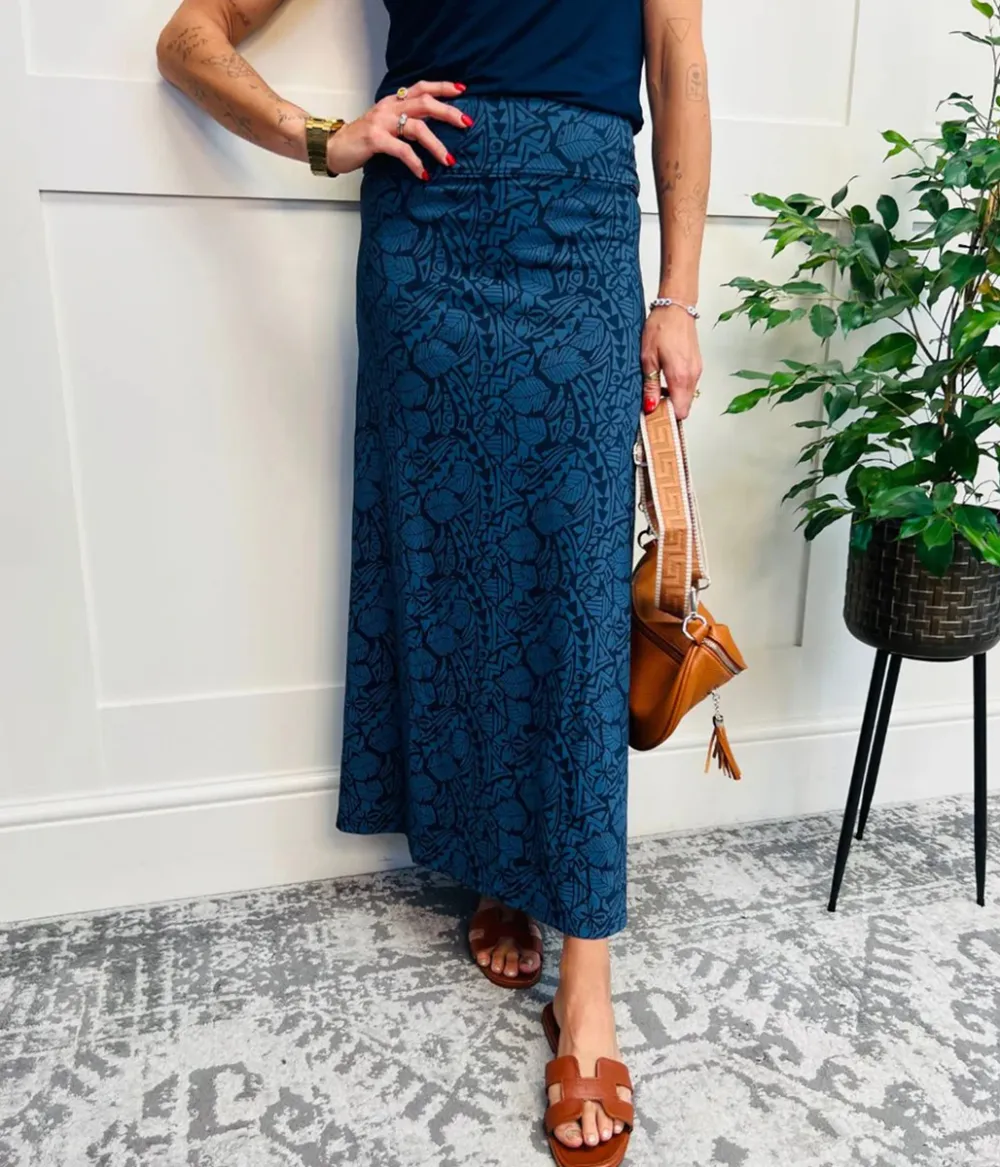 Navy Jersey Maxi Skirt