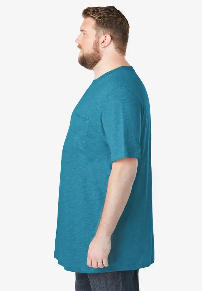 Shrink-Less Lightweight Longer-Length Crewneck Pocket T-Shirt