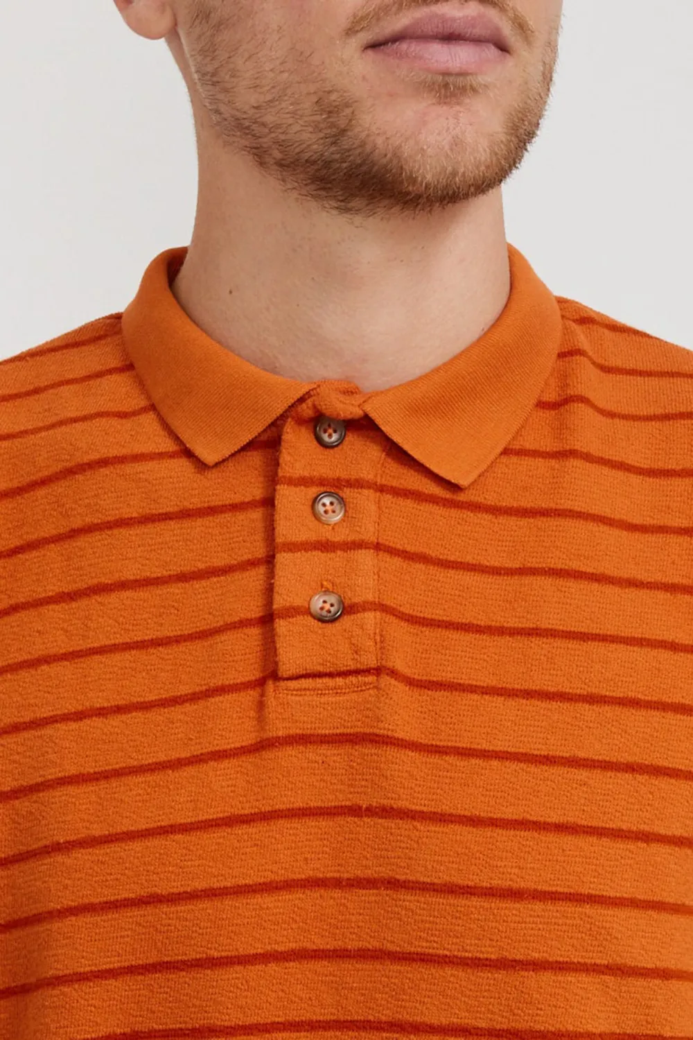 Orange Horizontal Striped Polo Shirt