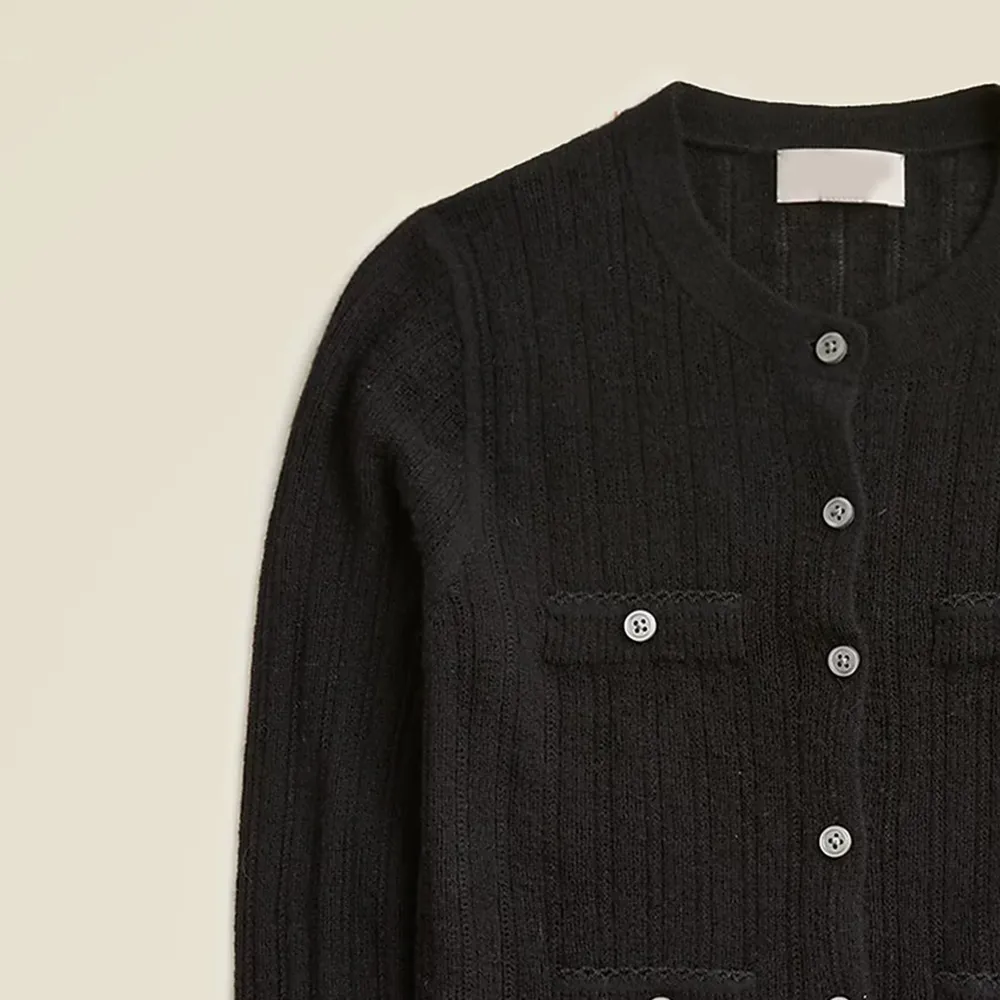 Cashmere Pointelle Shrunken Cardigans