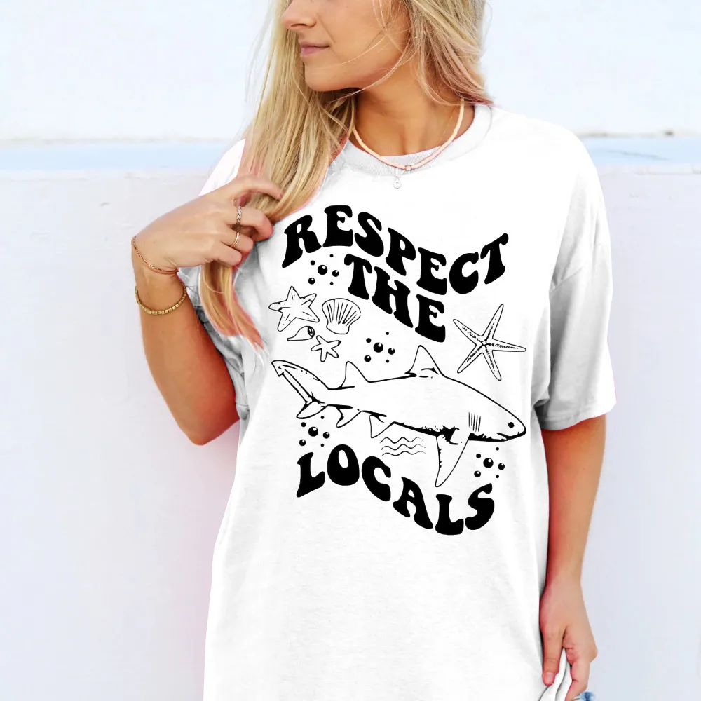 Respect Locals Shark Print Loose Tee