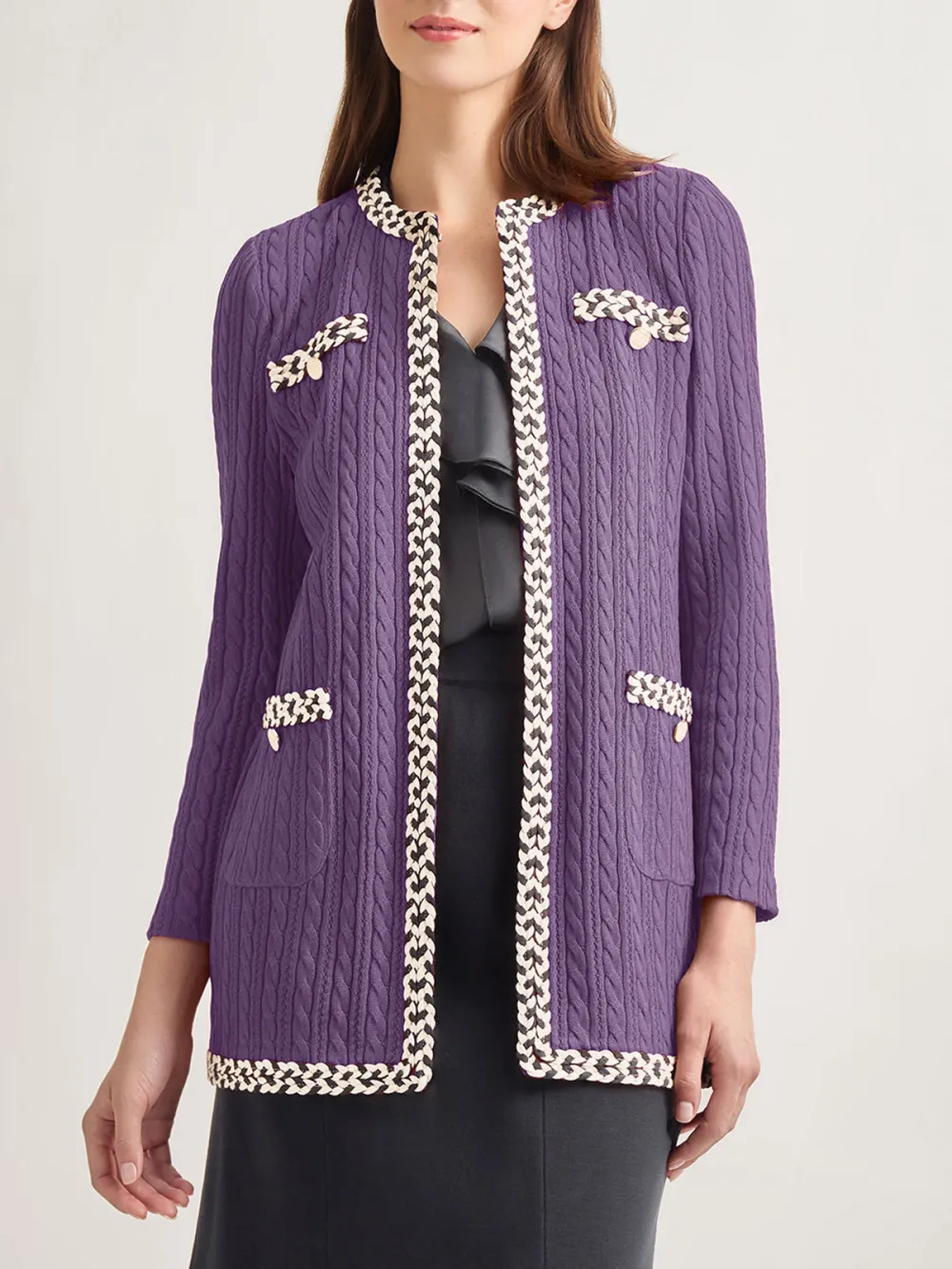 Color Blocking Long Sleeved Round Neck Jacket