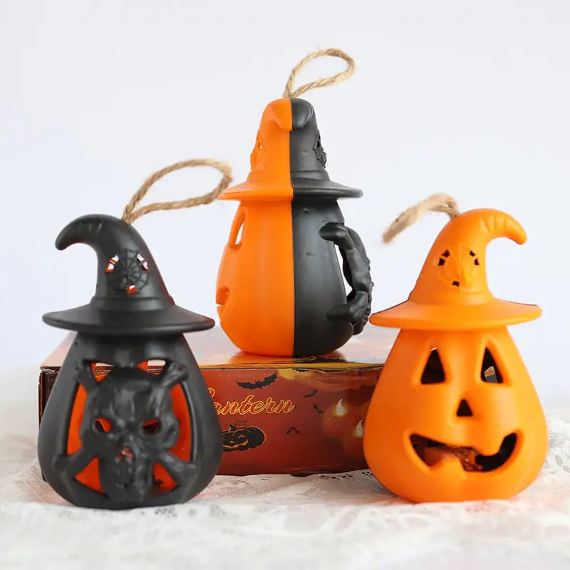 Halloween LED Hanging Pumpkin Lantern Lights Ghost Lights Skeleton Candle Lantern Lights Halloween Party Horror Props Home Decor
