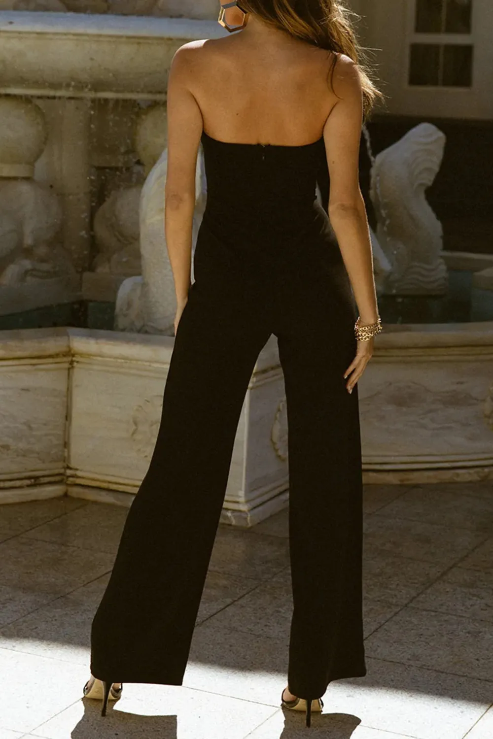 Black Mature Sexy Hollow-Out Jumpsuit