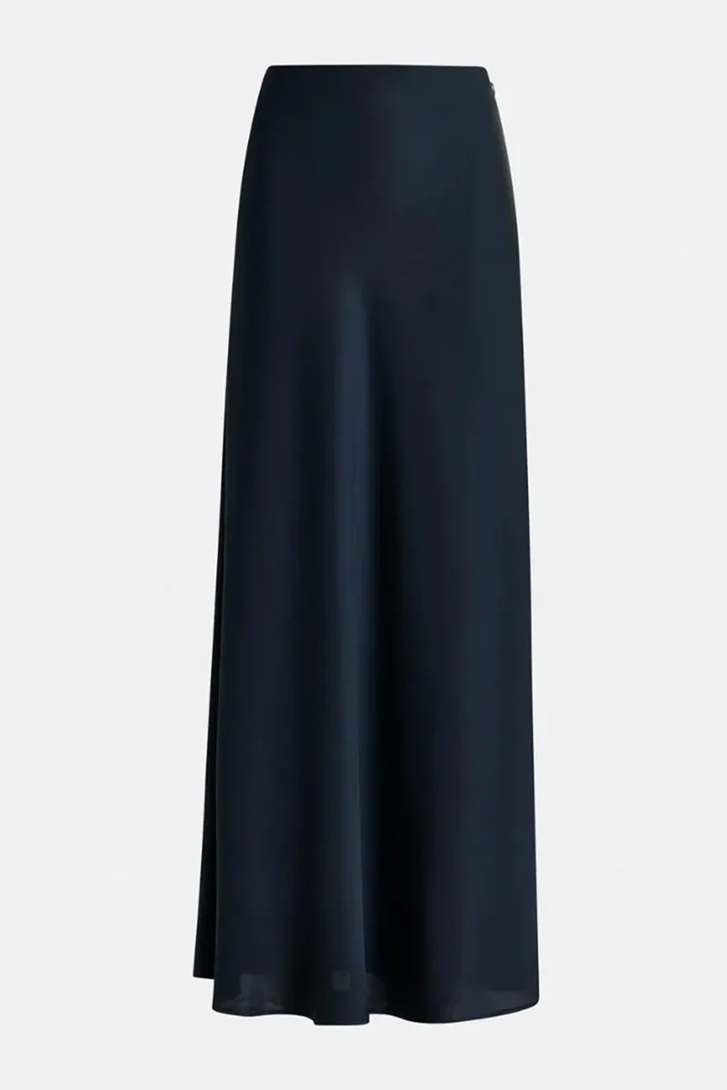 Navy Silk Maxi Skirts