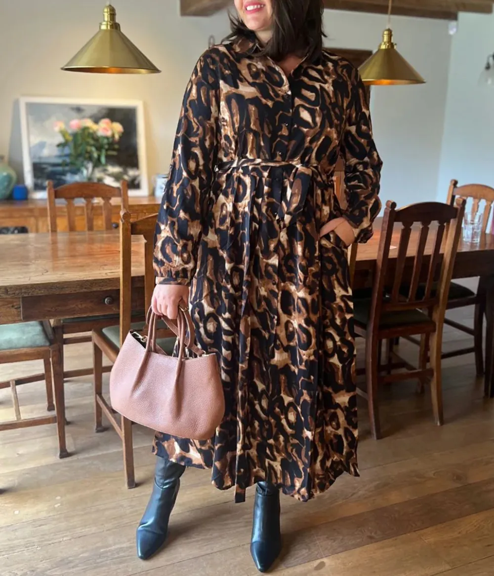 Leopard Print Shirt Dress