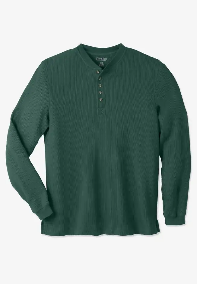 Waffle-Knit Thermal Henley Tee