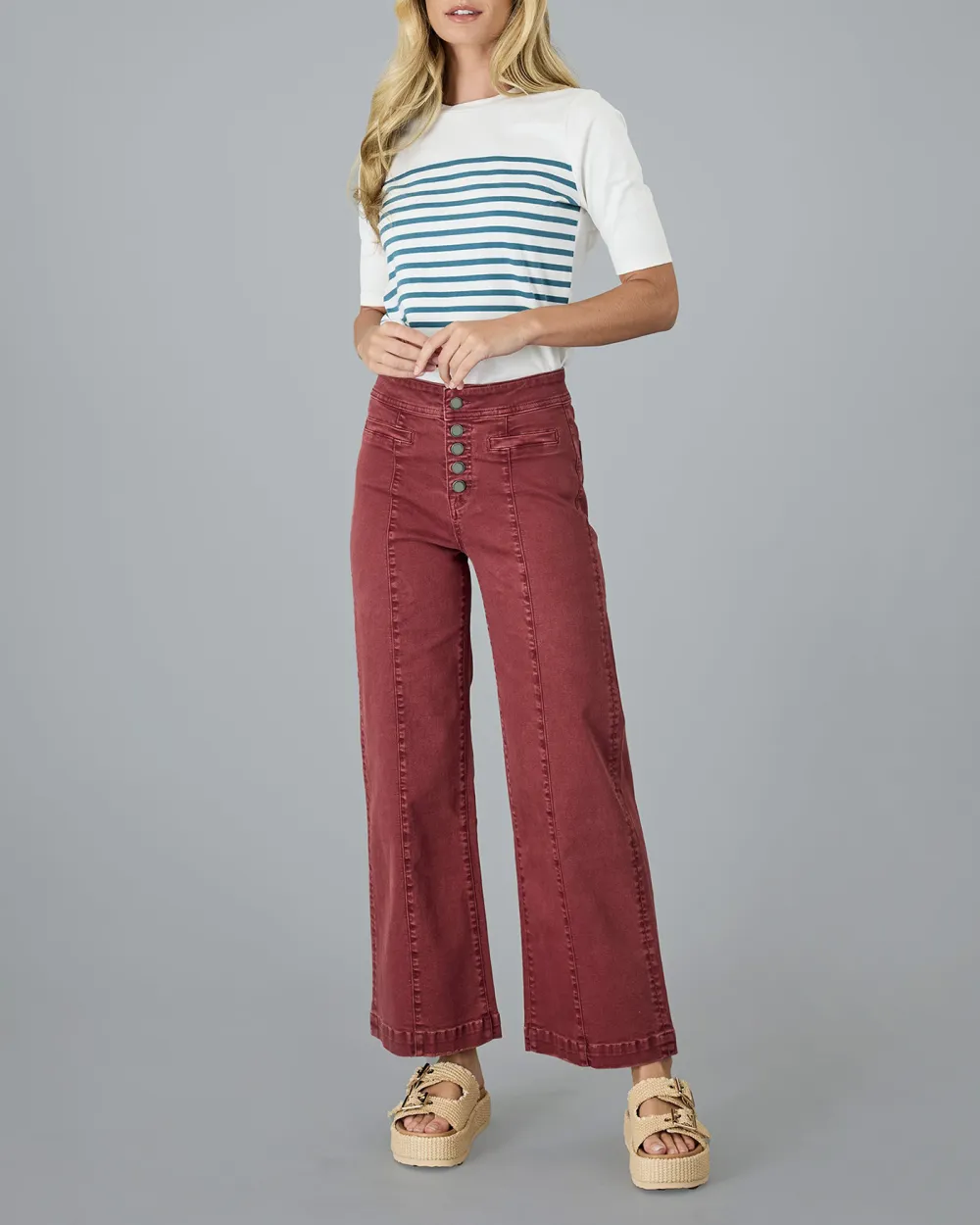 Tomato High Rise Wide Cropped Pant