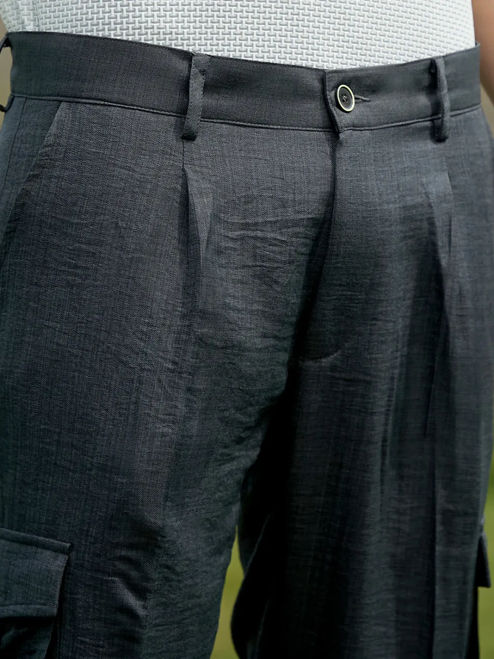 Black Casual Style Regular Trousers