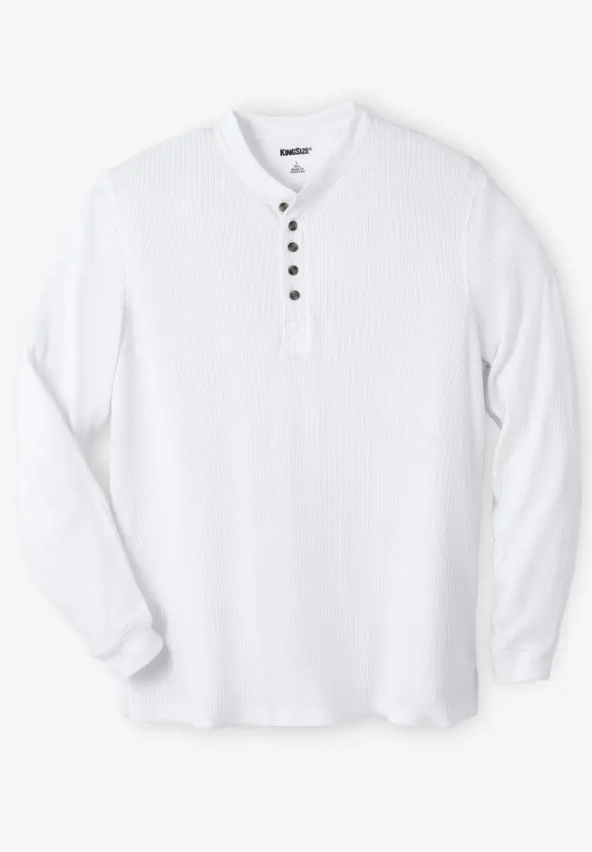 Waffle-Knit Thermal Henley Tee