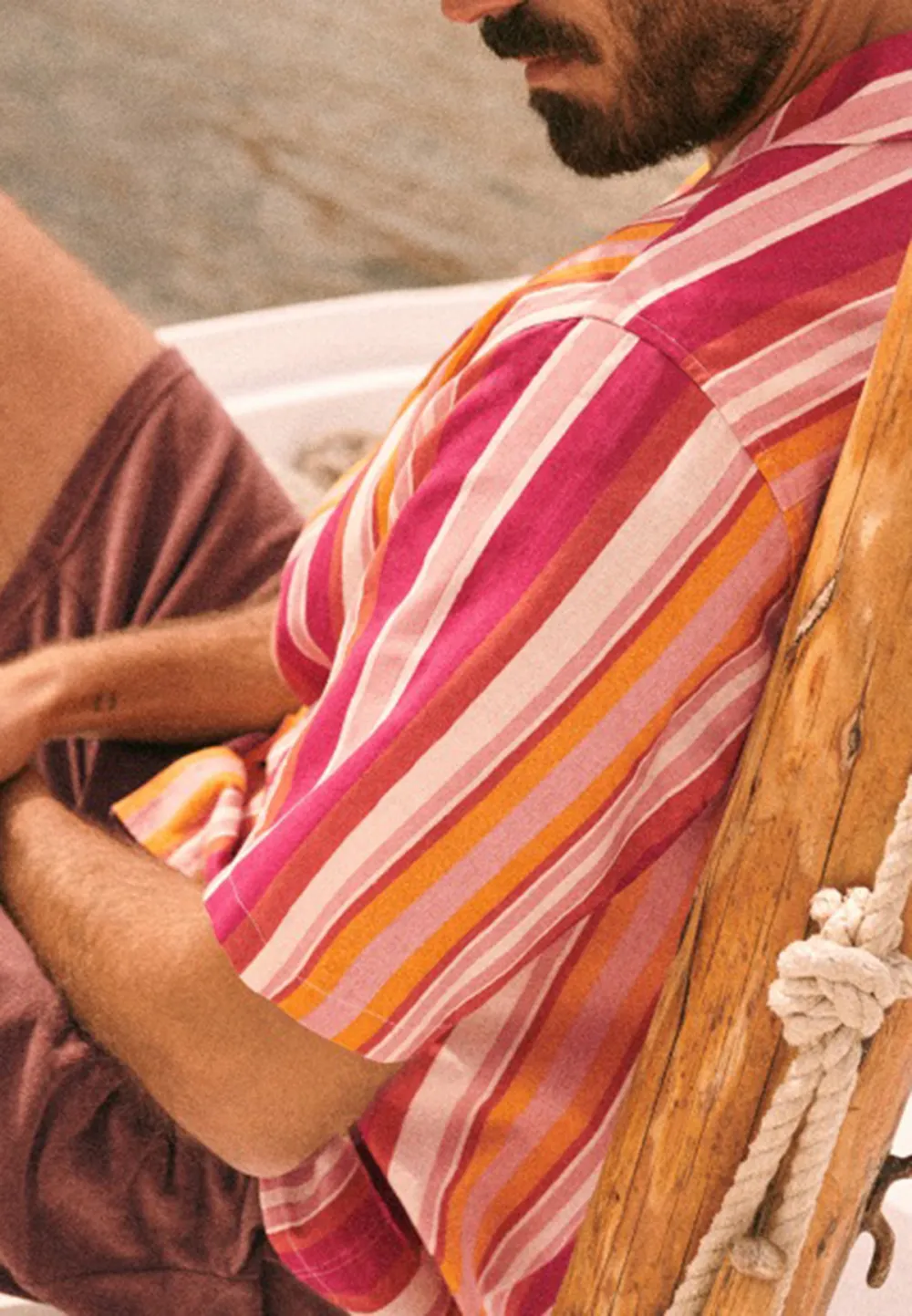 Shirt-Stripes Ecru Pink Orange