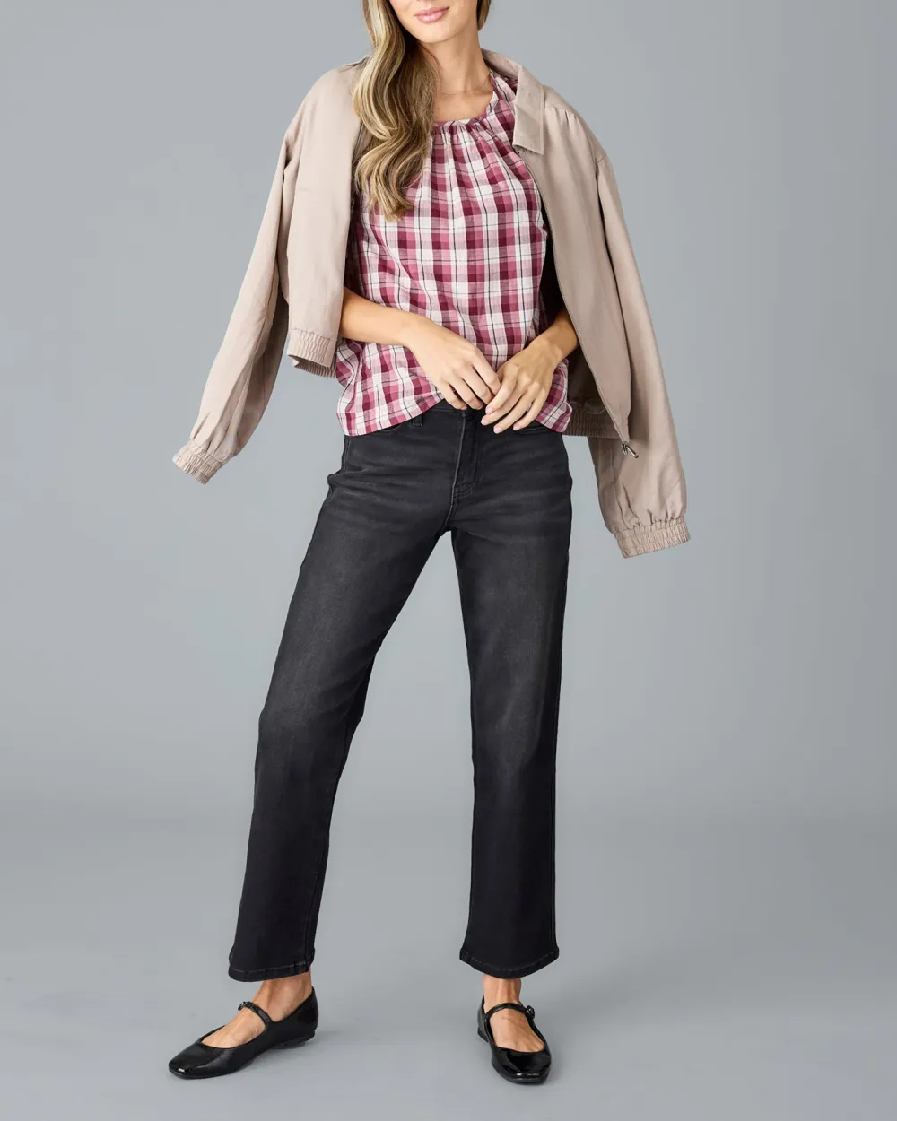 Plaid Short Sleeve Blouse