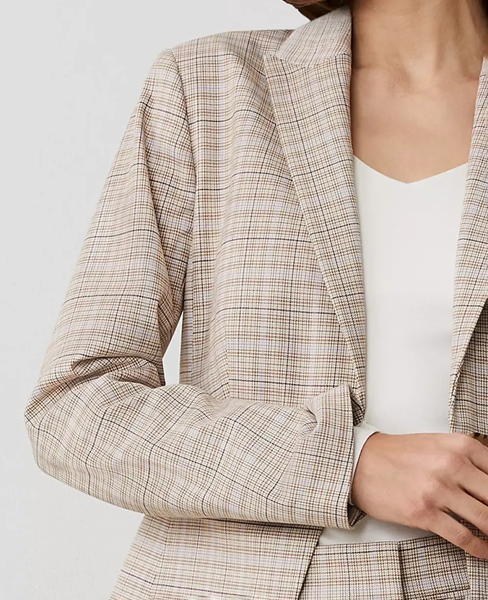 The Shorter One Button Blazer In Plaid