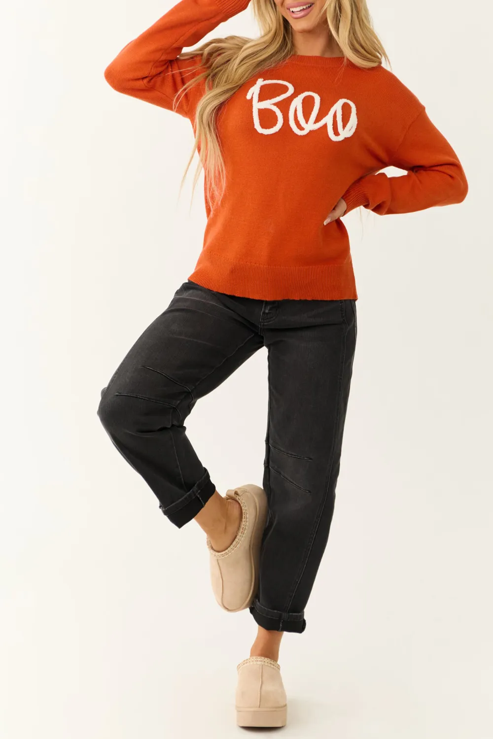 Fire Graphic Drop Shoulder Knit Sweater