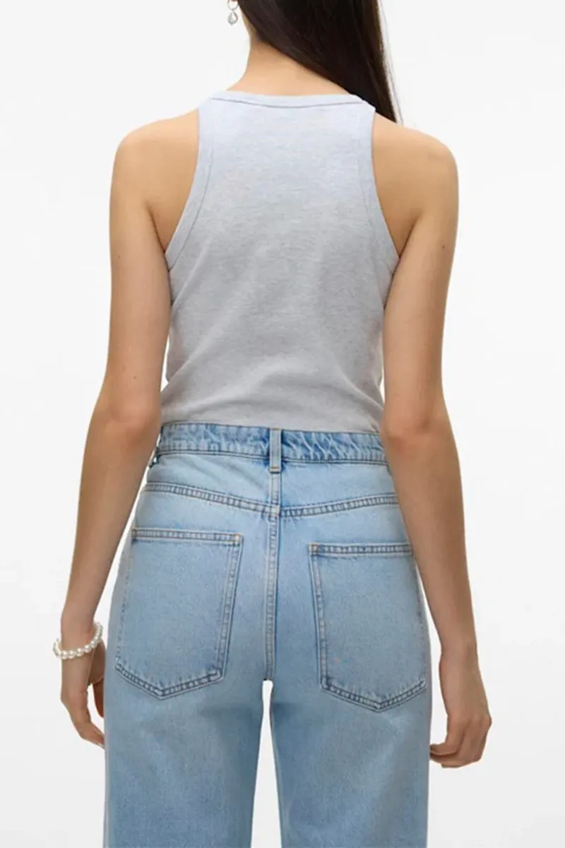 High Neck Ribbed Tank Tops