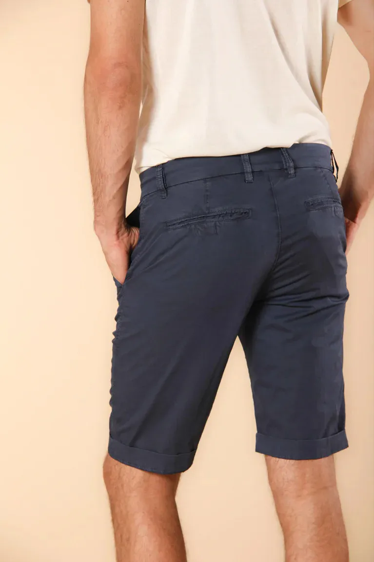 Navy Blue Cotton Twill Cargo Shorts For Men - Regular Fit