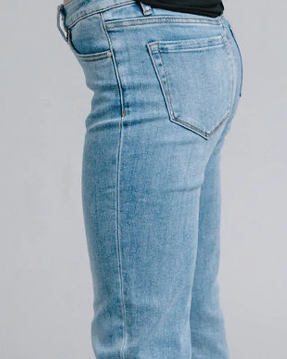 Light Wash Mid Rise Straight Jean