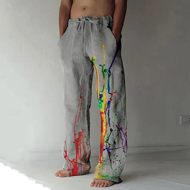 Men's Graphic Prints Graffiti Linen Pants