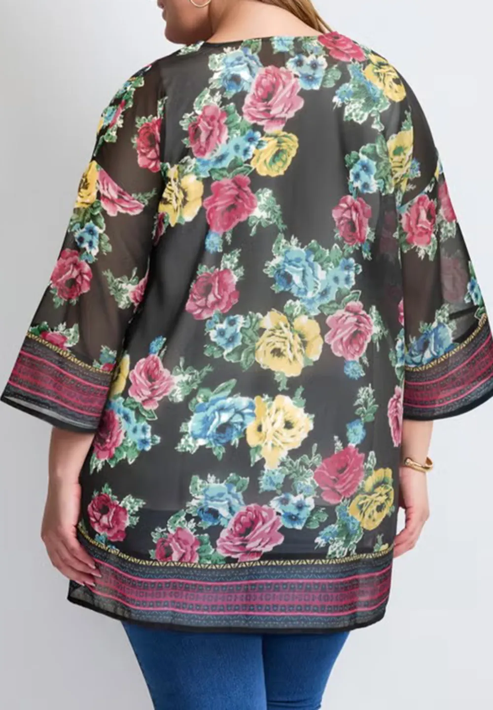Color Blocked Border Cardigan