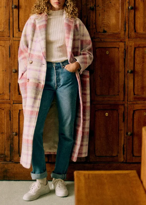 Loose Check Long Coat