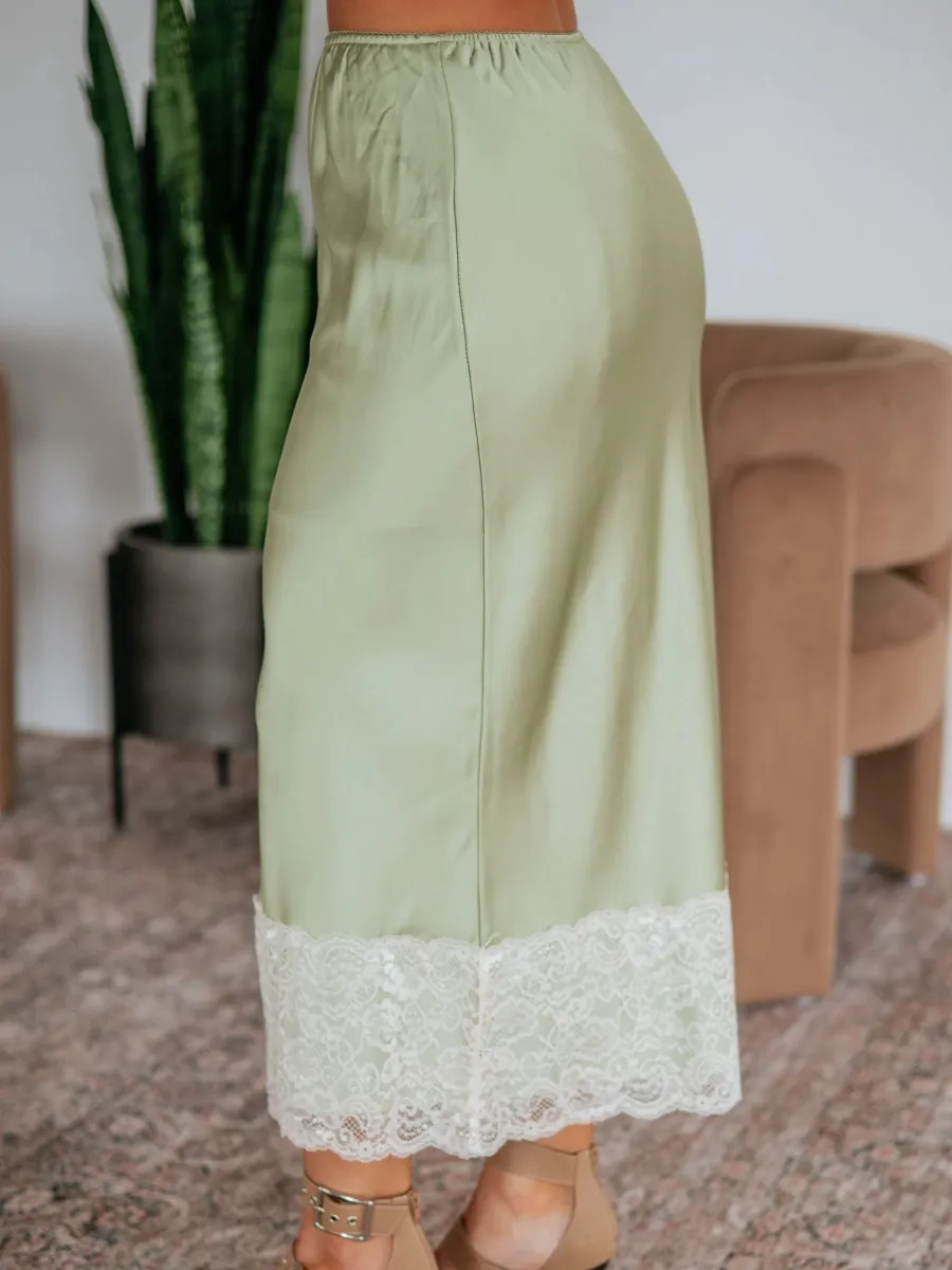 Lace Hem Midi Skirt