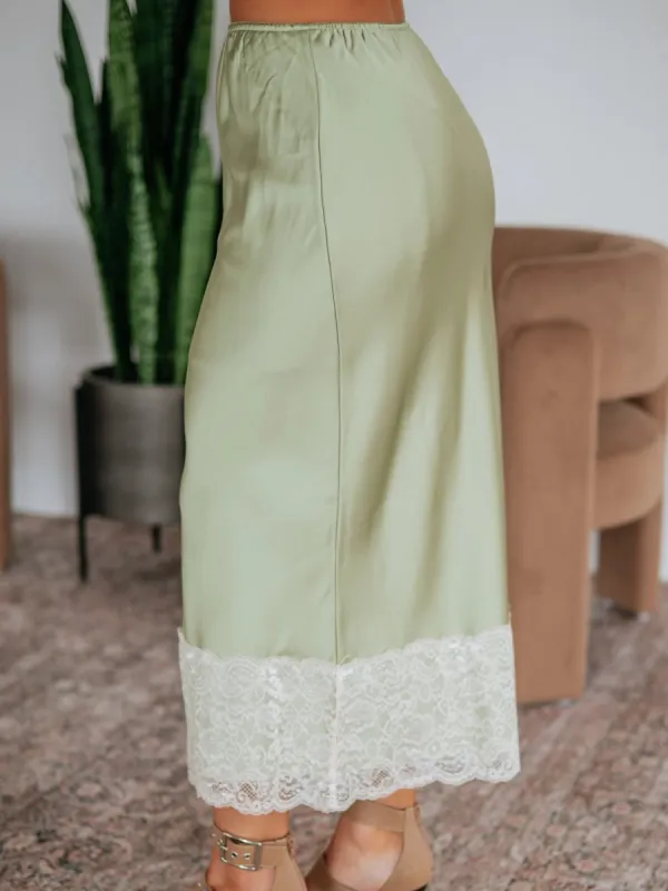 Lace Hem Midi Skirt