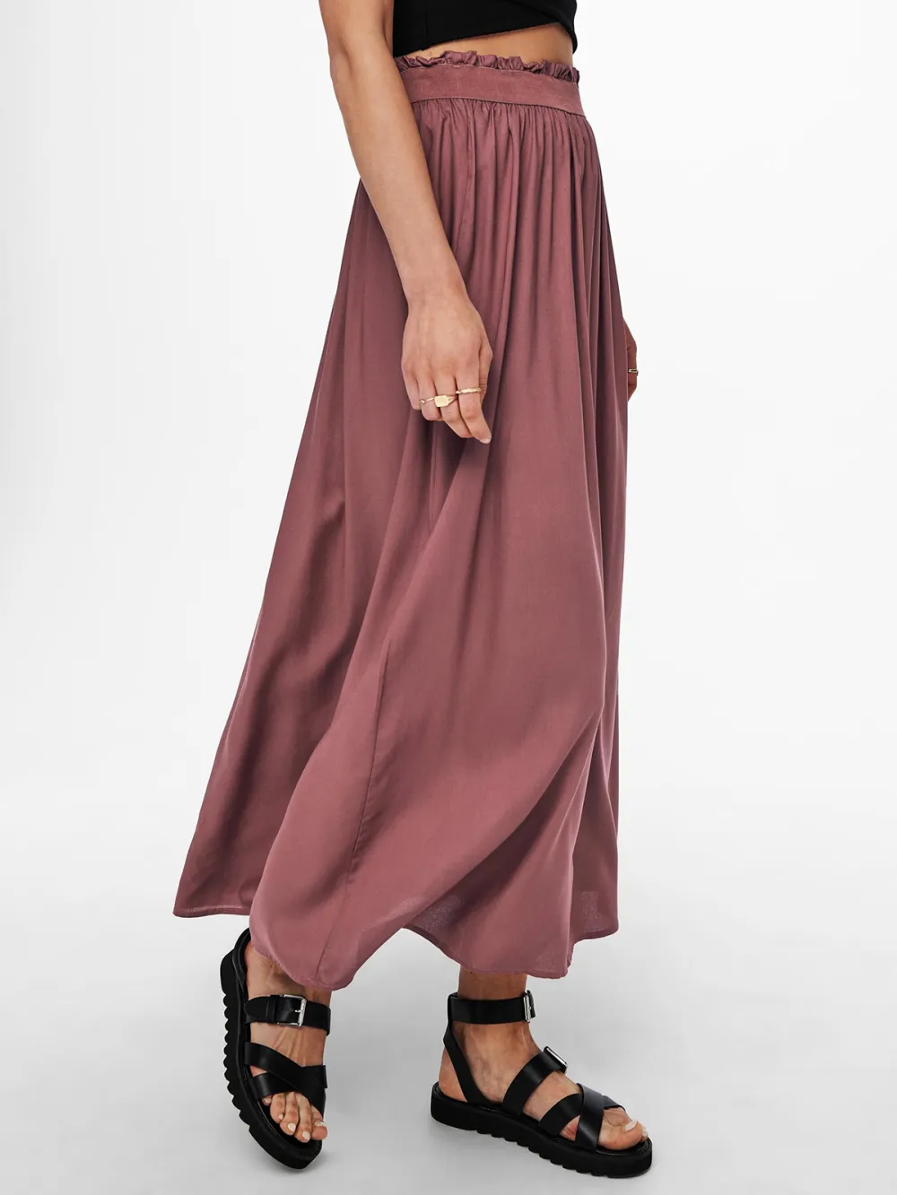 Plain Colored Casual Style A-line Skirt