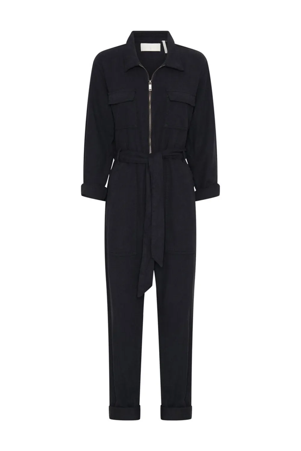 Black High-End Retro Lace-Up Waist-Cinching  Jumpsuit