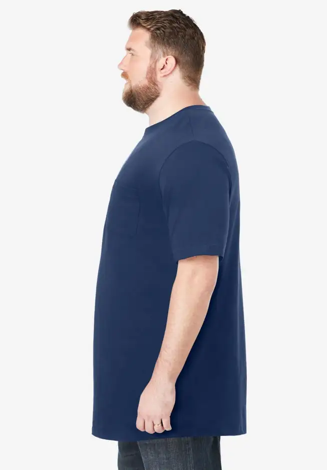 Shrink-Less Lightweight Longer-Length Crewneck Pocket T-Shirt