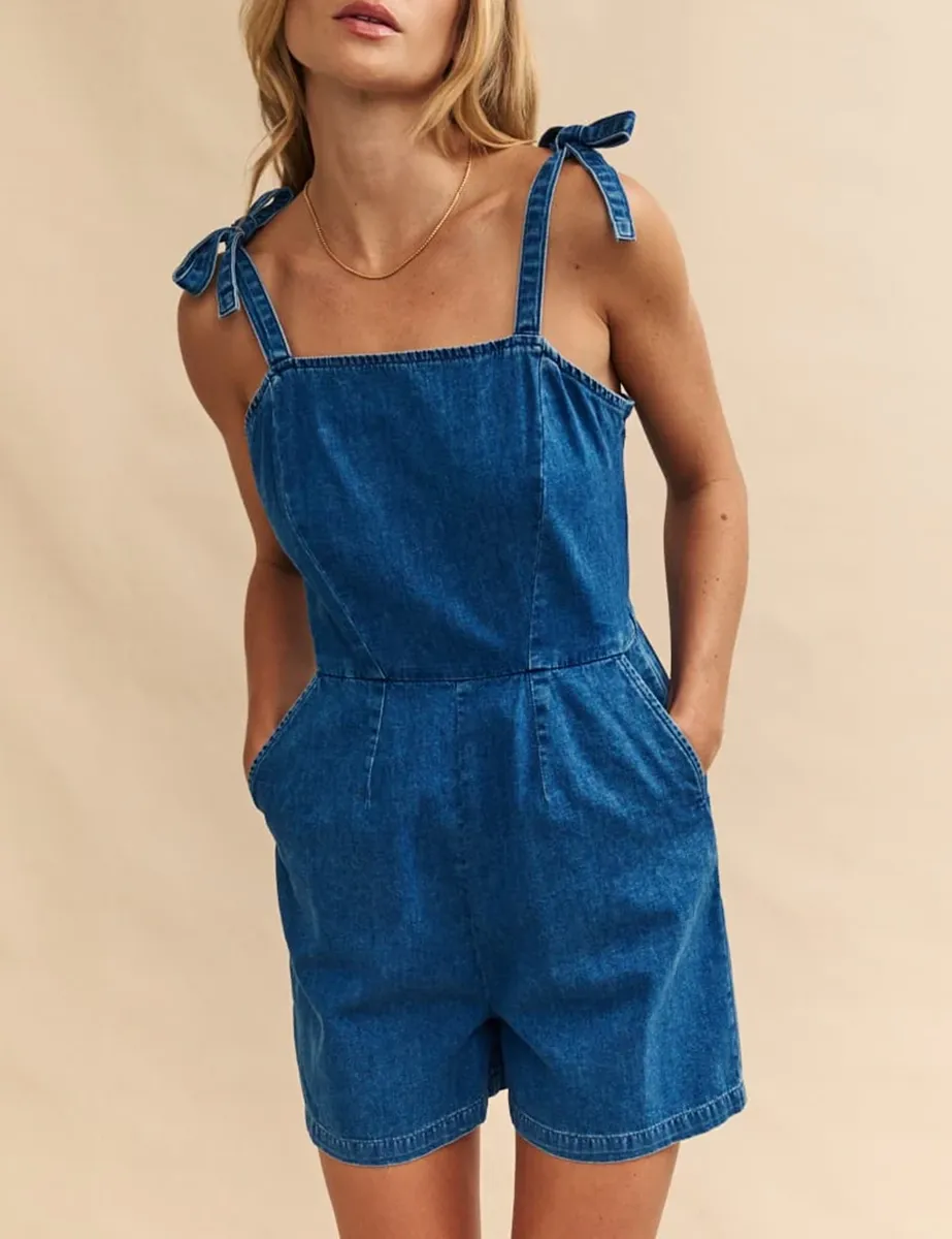 Mid Wash Blue Denim Meg Playsuit