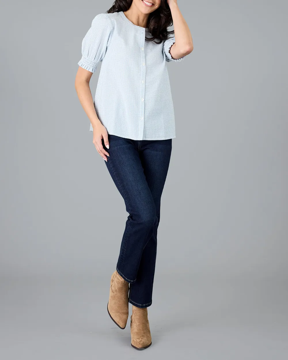 Striped Button Front Blouse