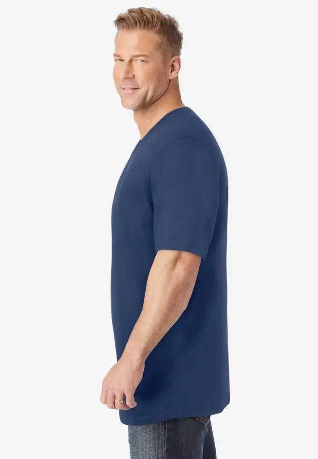 Shrink-Less Lightweight Longer-Length V-neck T-shirt