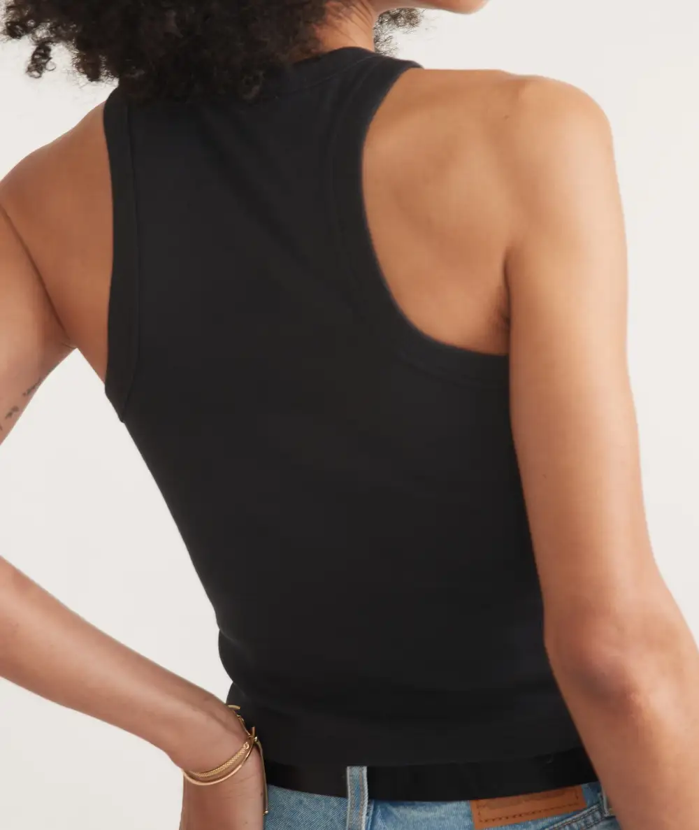 Simple Black Ribbed Tank Top