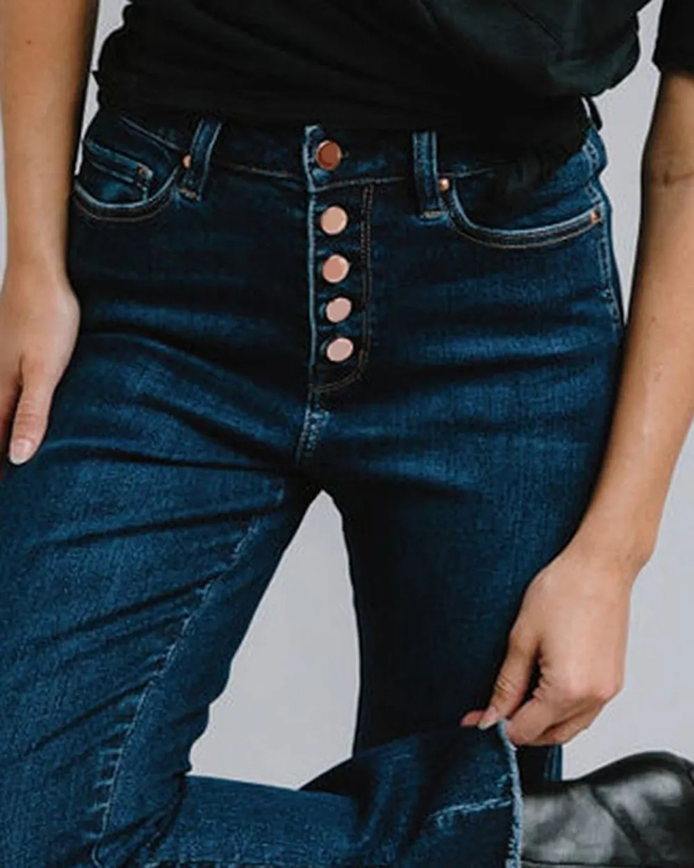 Button Fly Dark Blue Jean