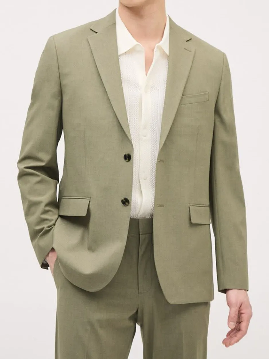 Khaki Tailored-Fit Suit Blazer