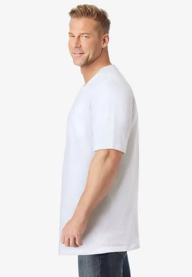 Shrink-Less Lightweight Longer-Length V-neck T-shirt