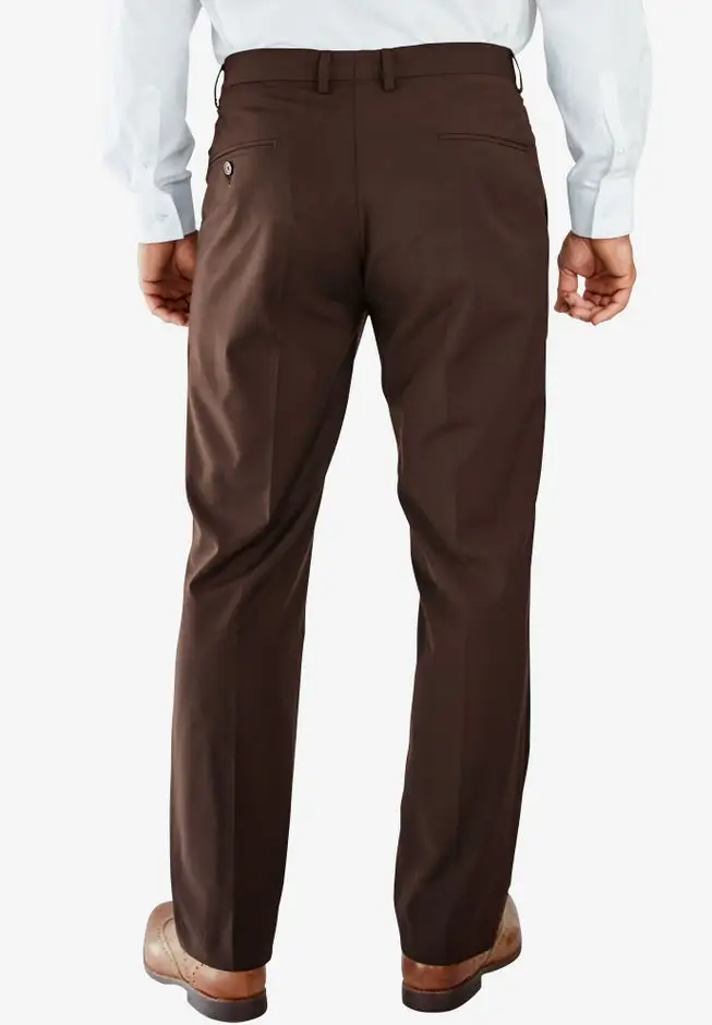 No Hassle Classic Fit Expandable Waist Double-Pleat Dress Pants
