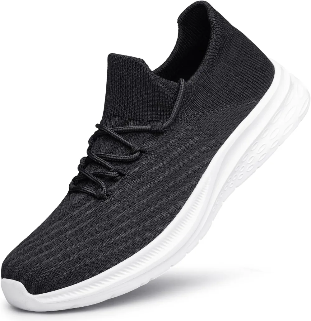 Mens Walking Shoes Non Slip Tennis Slip on Sneakers Casual Lightweight Brethable Workout Gym Shoes