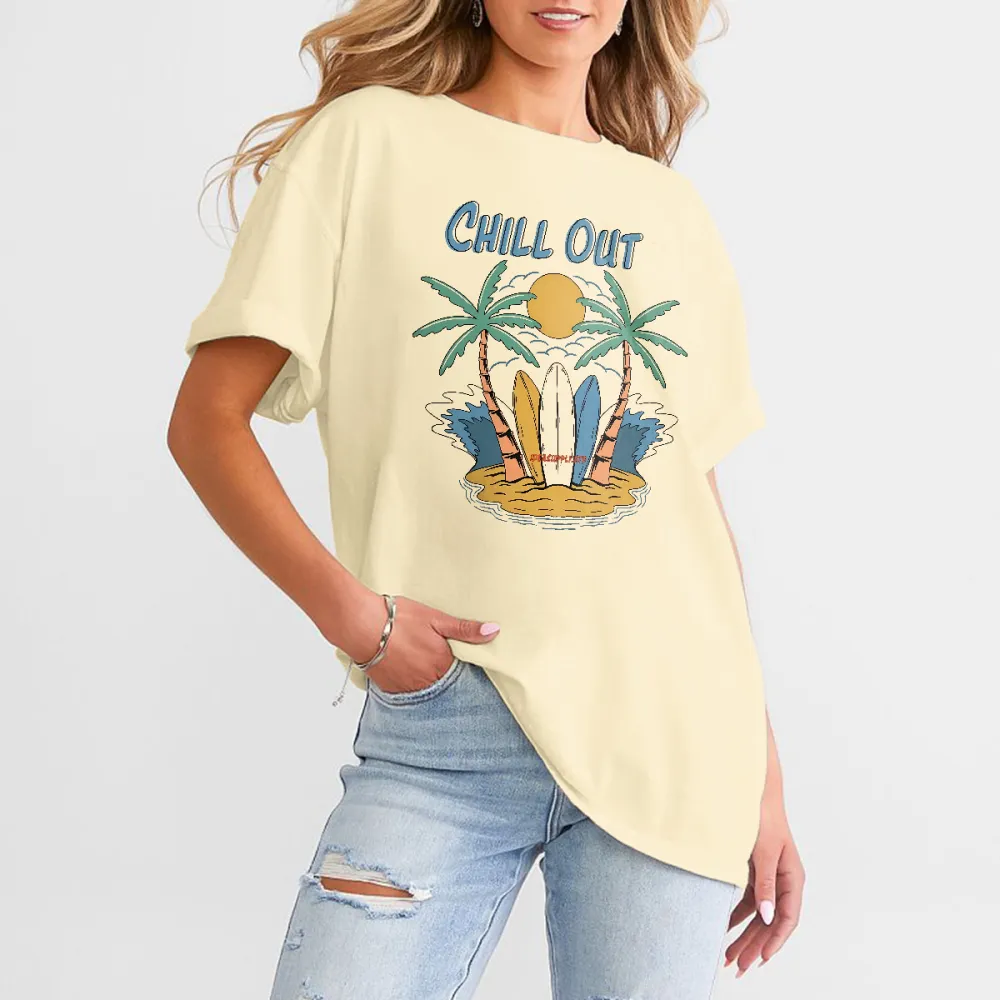 Tropical Beach Vibe Printed Short - Sleeve Tee
