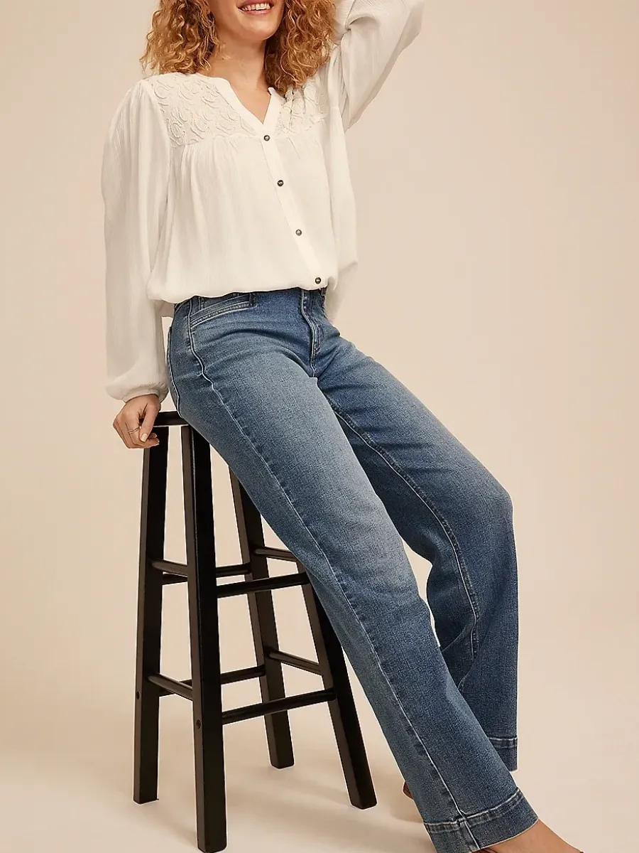 Puff Sleeve Embroidered Blouse