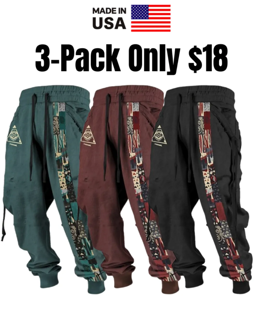 Men's Tribal Bandana Print 3D Sweatpants