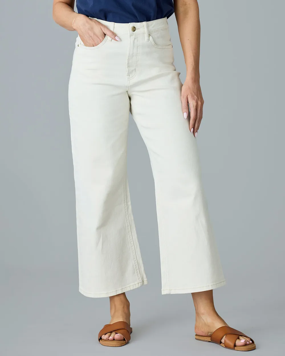 Ecru Wide Leg Jean