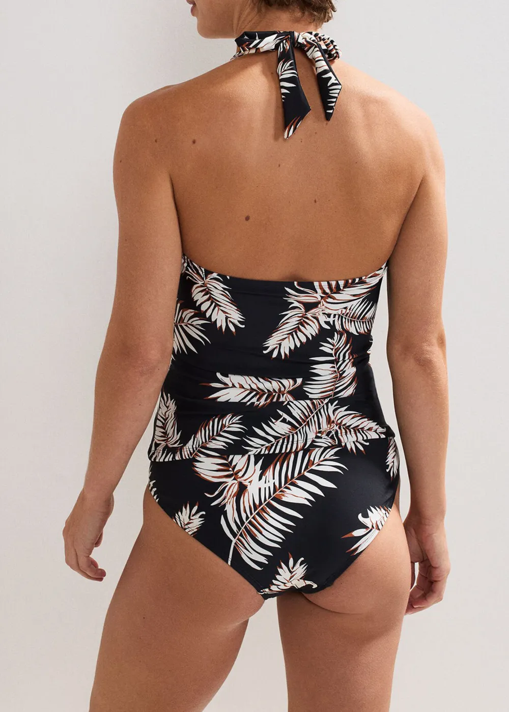 Plastic-Printed Heart-Neckline Swimming Top