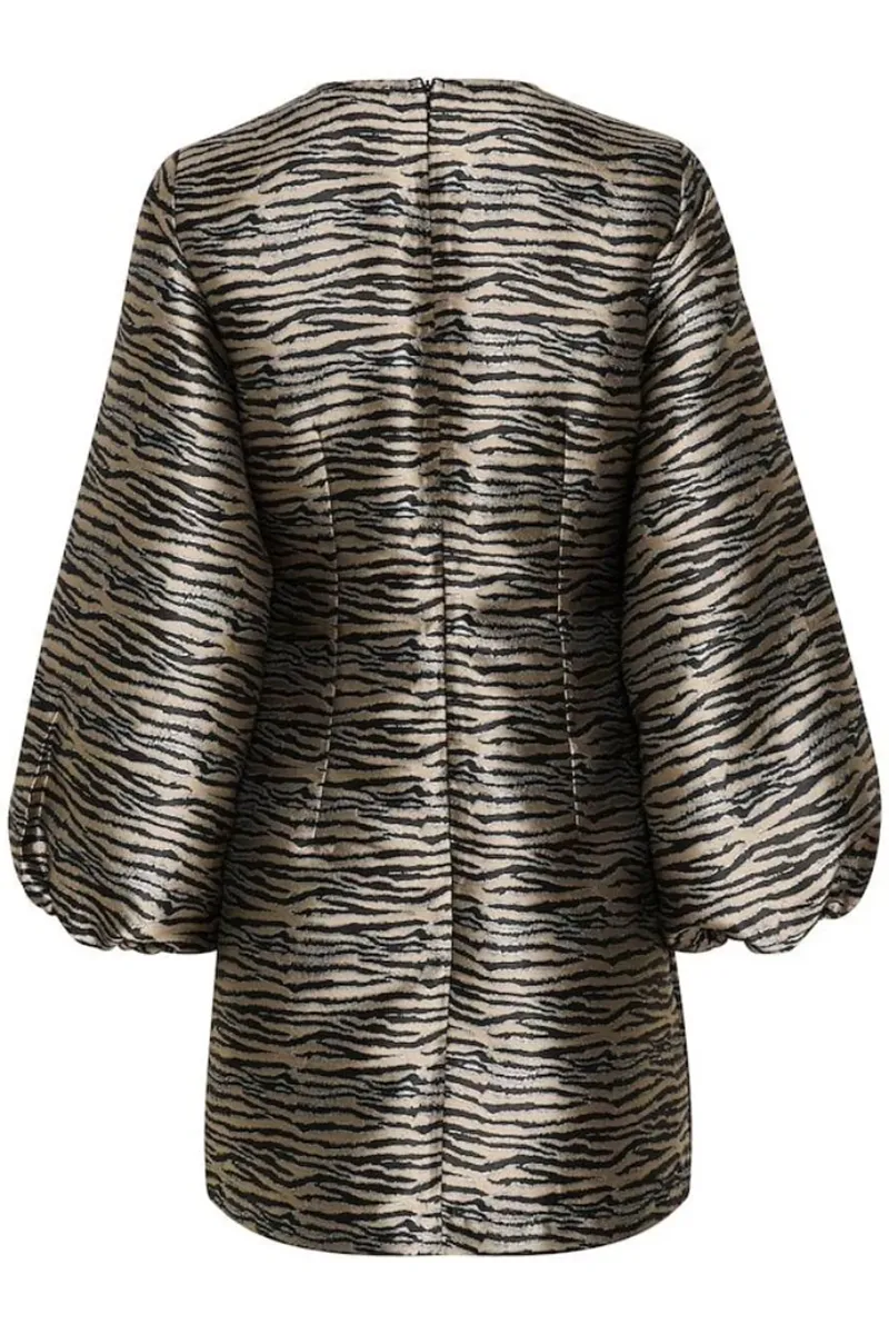 Balloon Sleeve Textured Print Dresses